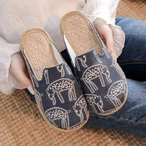 Women Canvas Close Toe Flat Slippers