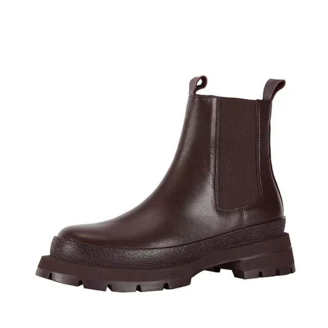 Women Genuine Leather Chelsea Boots