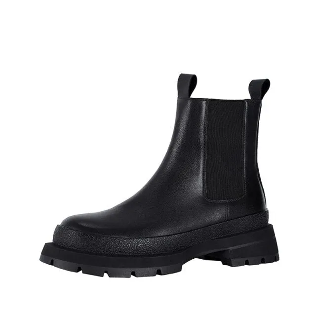 Women Genuine Leather Chelsea Boots