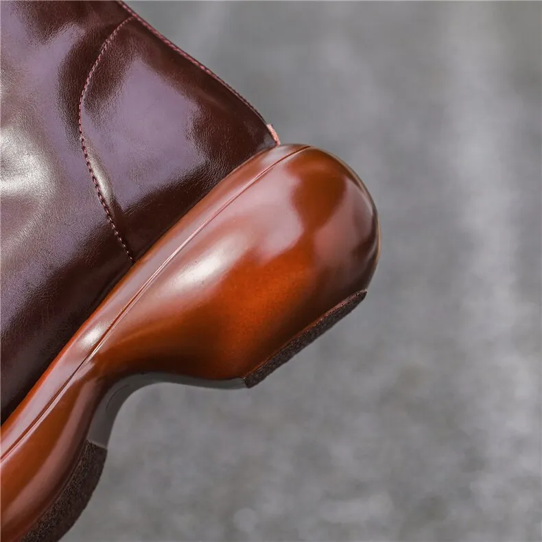 Women Knee High Boots Full Cow Leather