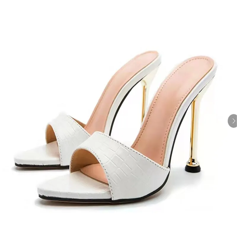 Women Slippers Snake Print Strappy Mule High Heels Slippers Open Toe Sandals Flip Flops Pointed Toe Slides Party Shoes Woman