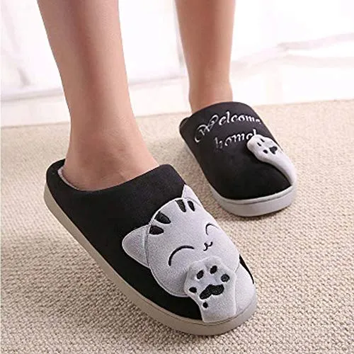 Women's & Men's Comfort Memory Foam Slippers（Black）
