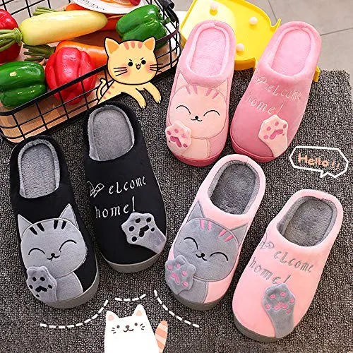 Women's & Men's Comfort Memory Foam Slippers（Black）