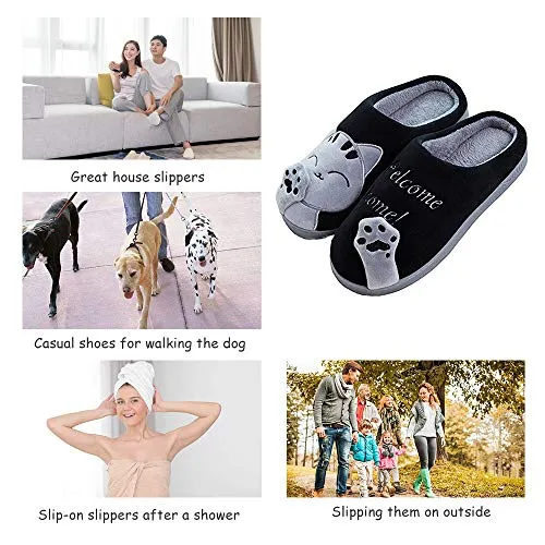 Women's & Men's Comfort Memory Foam Slippers（Black）
