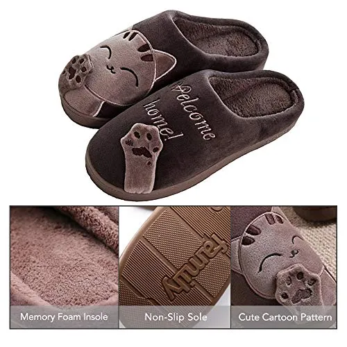 Women's & Men's Comfort Memory Foam Slippers（Brown）