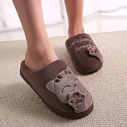 Women's & Men's Comfort Memory Foam Slippers（Brown）