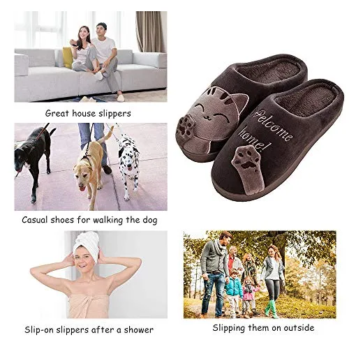 Women's & Men's Comfort Memory Foam Slippers（Brown）