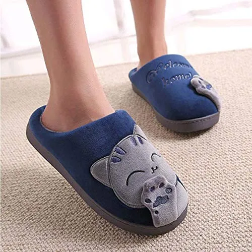 Women's & Men's Comfort Memory Foam Slippers（Dark Blue）