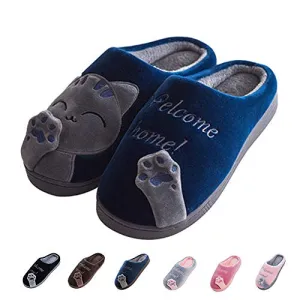 Women's & Men's Comfort Memory Foam Slippers（Dark Blue）