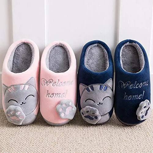 Women's & Men's Comfort Memory Foam Slippers（Dark Blue）