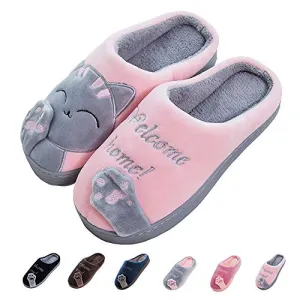 Women's & Men's Comfort Memory Foam Slippers（Grey Cat）