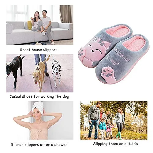 Women's & Men's Comfort Memory Foam Slippers（Pink Cat）