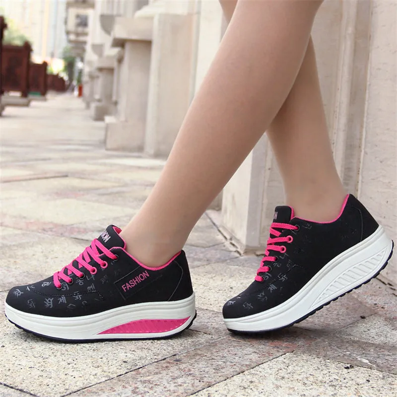 Women's Comfort Thick Outsole Rocker Shoes