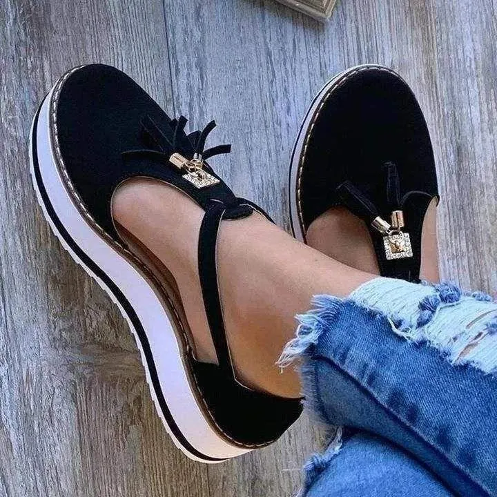 Women's Orthopedic Casual Platform Flat Comfort Shoes Breathable Leather Walking Shoes High Damping Soles