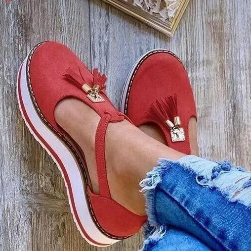 Women's Orthopedic Casual Platform Flat Comfort Shoes Breathable Leather Walking Shoes High Damping Soles
