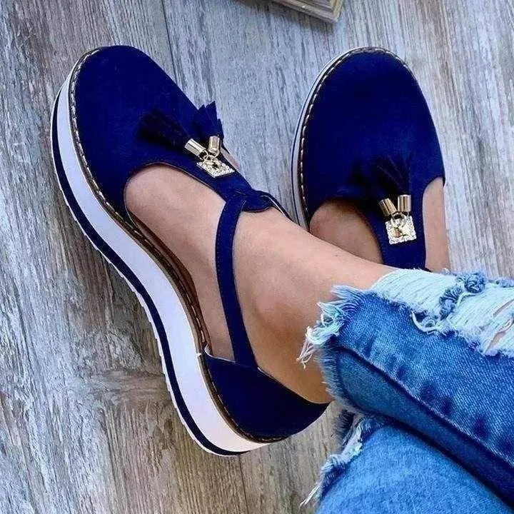Women's Orthopedic Casual Platform Flat Comfort Shoes Breathable Leather Walking Shoes High Damping Soles