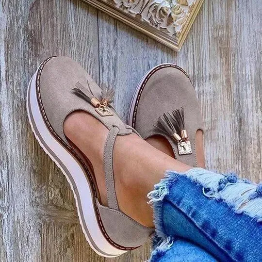 Women's Orthopedic Casual Platform Flat Comfort Shoes Breathable Leather Walking Shoes High Damping Soles