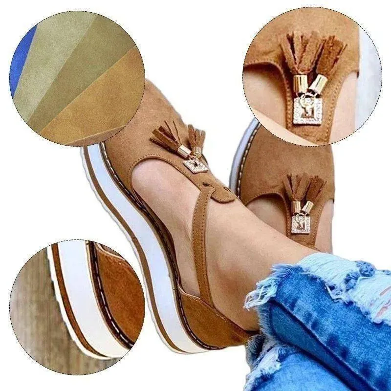 Women's Orthopedic Casual Platform Flat Comfort Shoes Breathable Leather Walking Shoes High Damping Soles