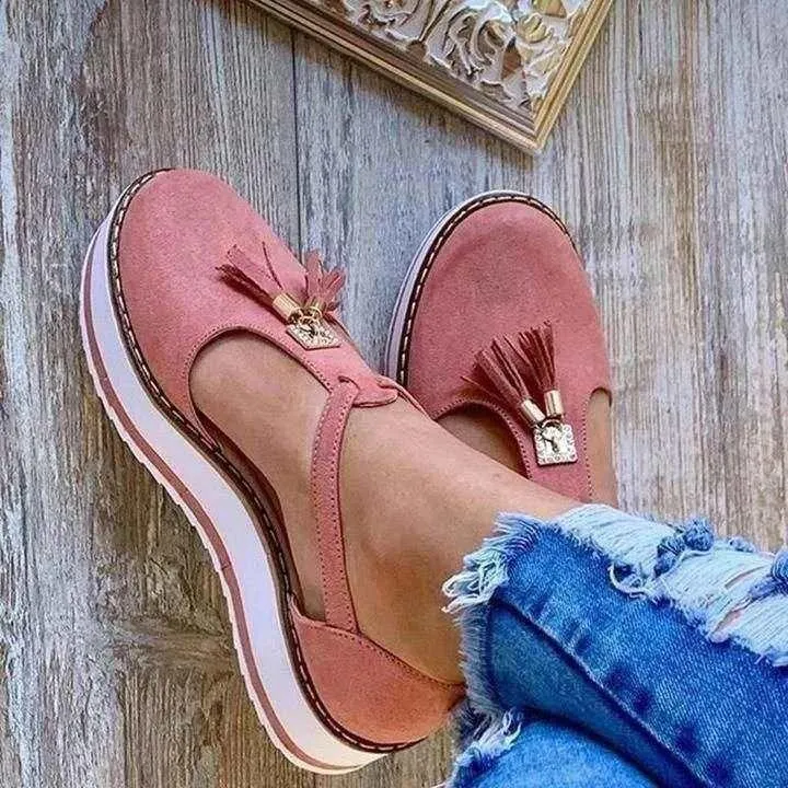 Women's Orthopedic Casual Platform Flat Comfort Shoes Breathable Leather Walking Shoes High Damping Soles