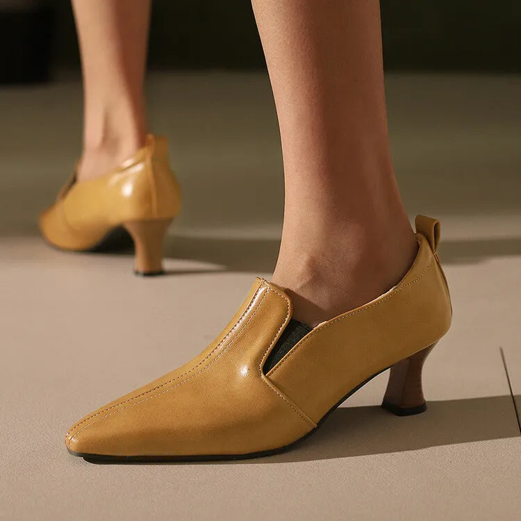 Women's Pointed Toe Hoof Heel Loafer Shoes
