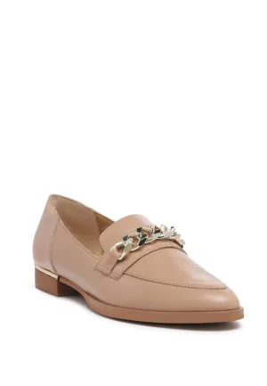 Women's POLA Genuine Leather Horsebit Tan Loafers