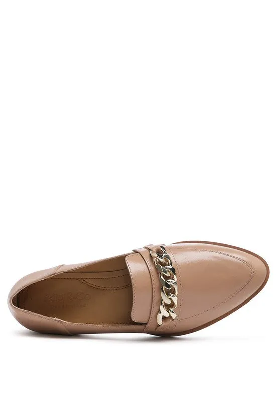 Women's POLA Genuine Leather Horsebit Tan Loafers