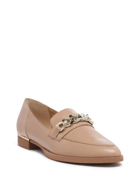 Women's POLA Genuine Leather Horsebit Tan Loafers