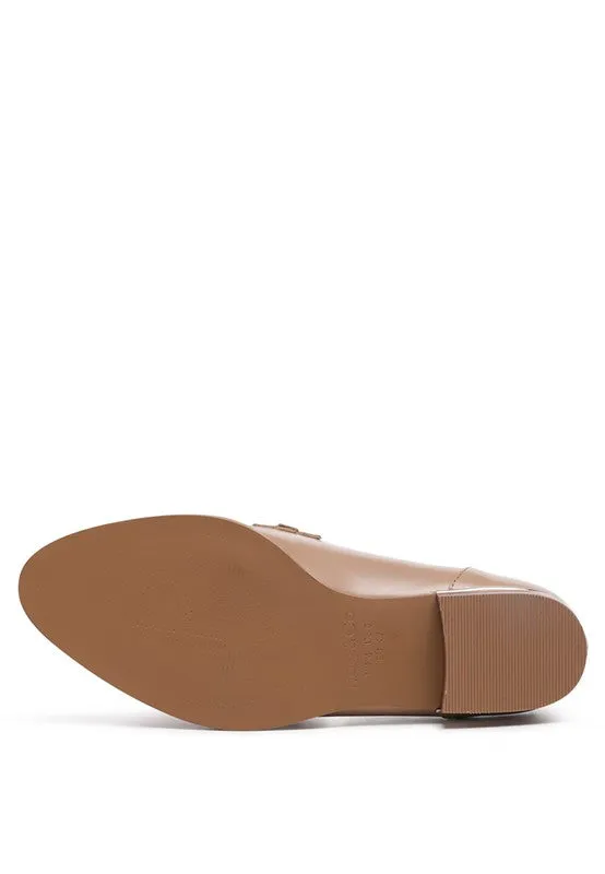 Women's POLA Genuine Leather Horsebit Tan Loafers