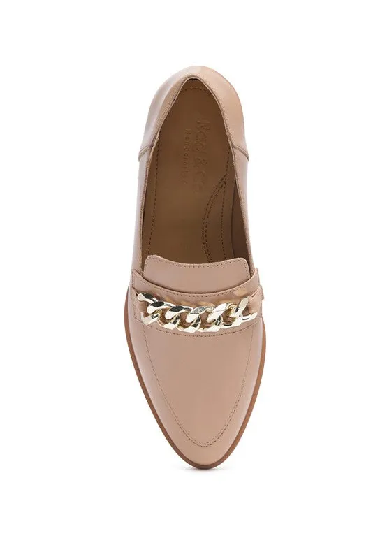 Women's POLA Genuine Leather Horsebit Tan Loafers