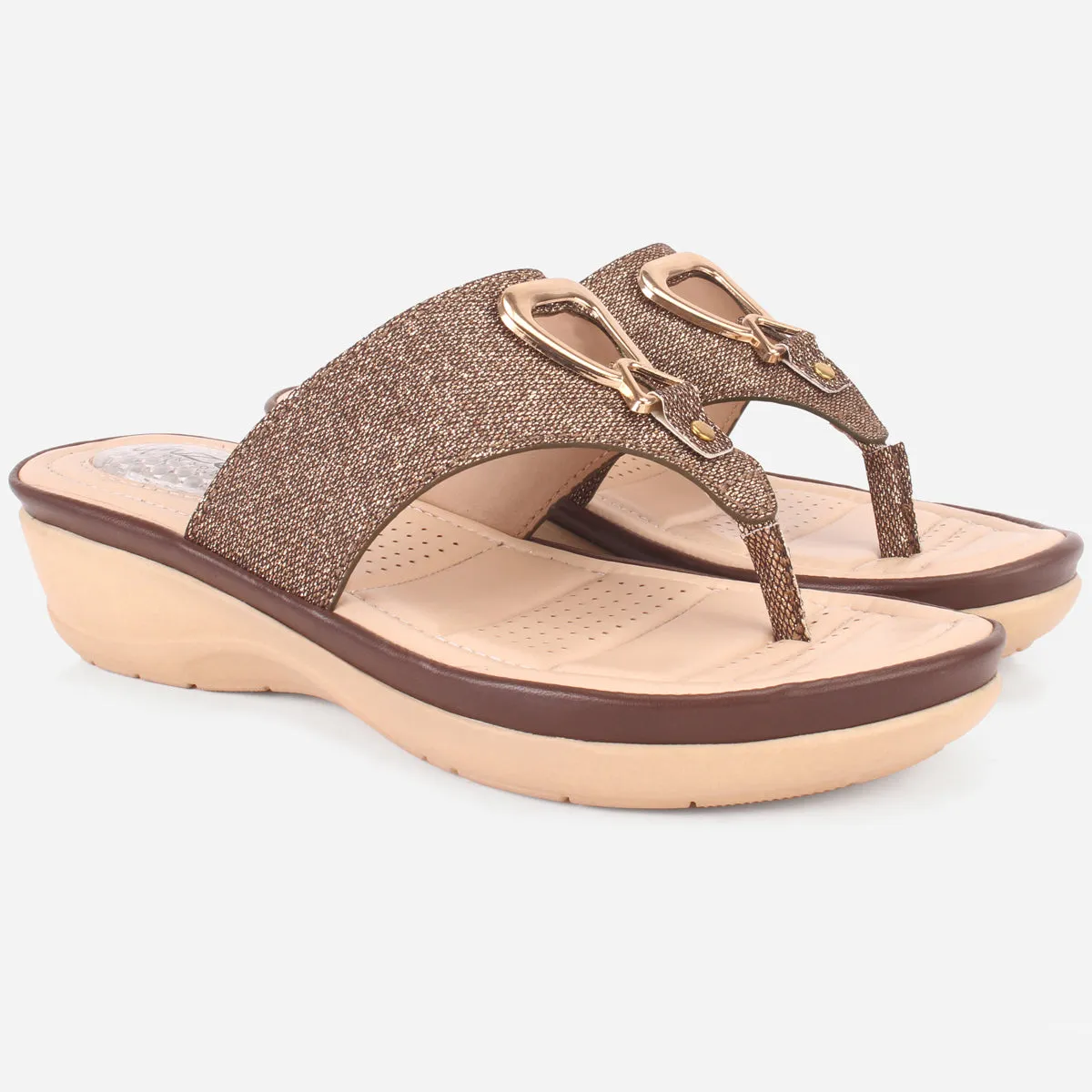 Womens "ERINE" Open Toe Comfy Everyday Wedge Slipper