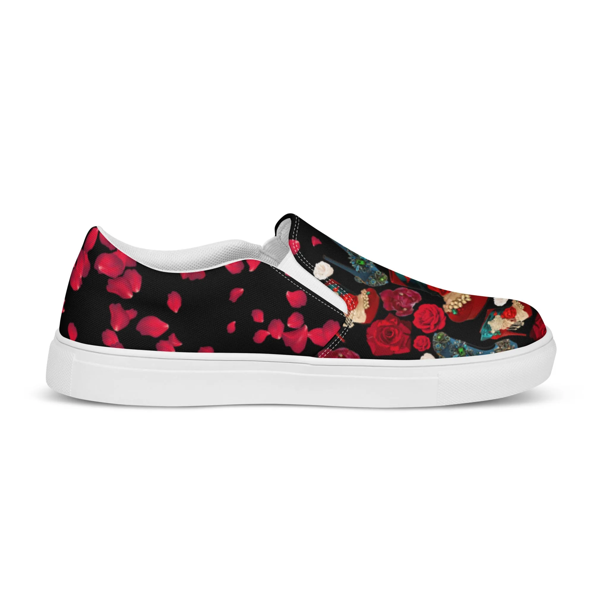 Women’s slip-on canvas shoes 'Fiori rosso'