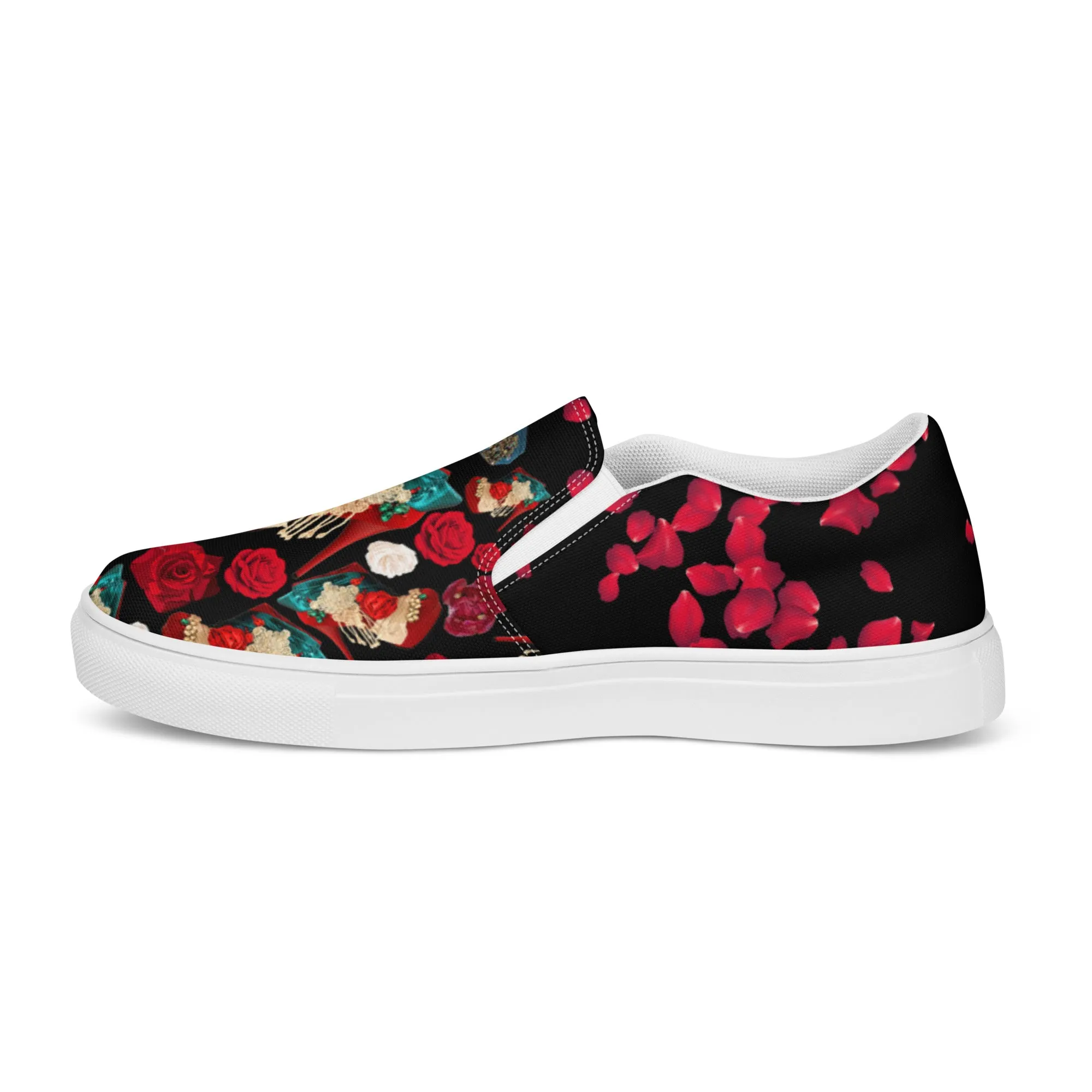 Women’s slip-on canvas shoes 'Fiori rosso'
