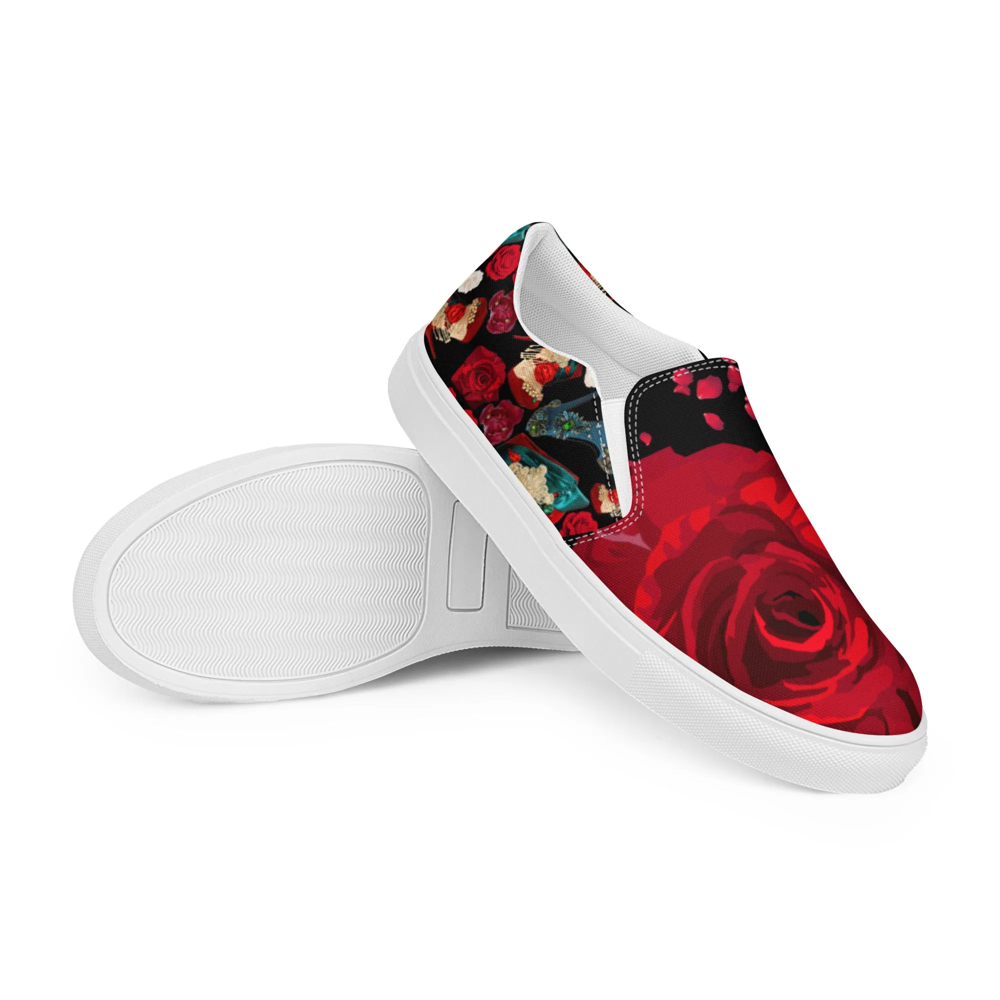 Women’s slip-on canvas shoes 'Fiori rosso'