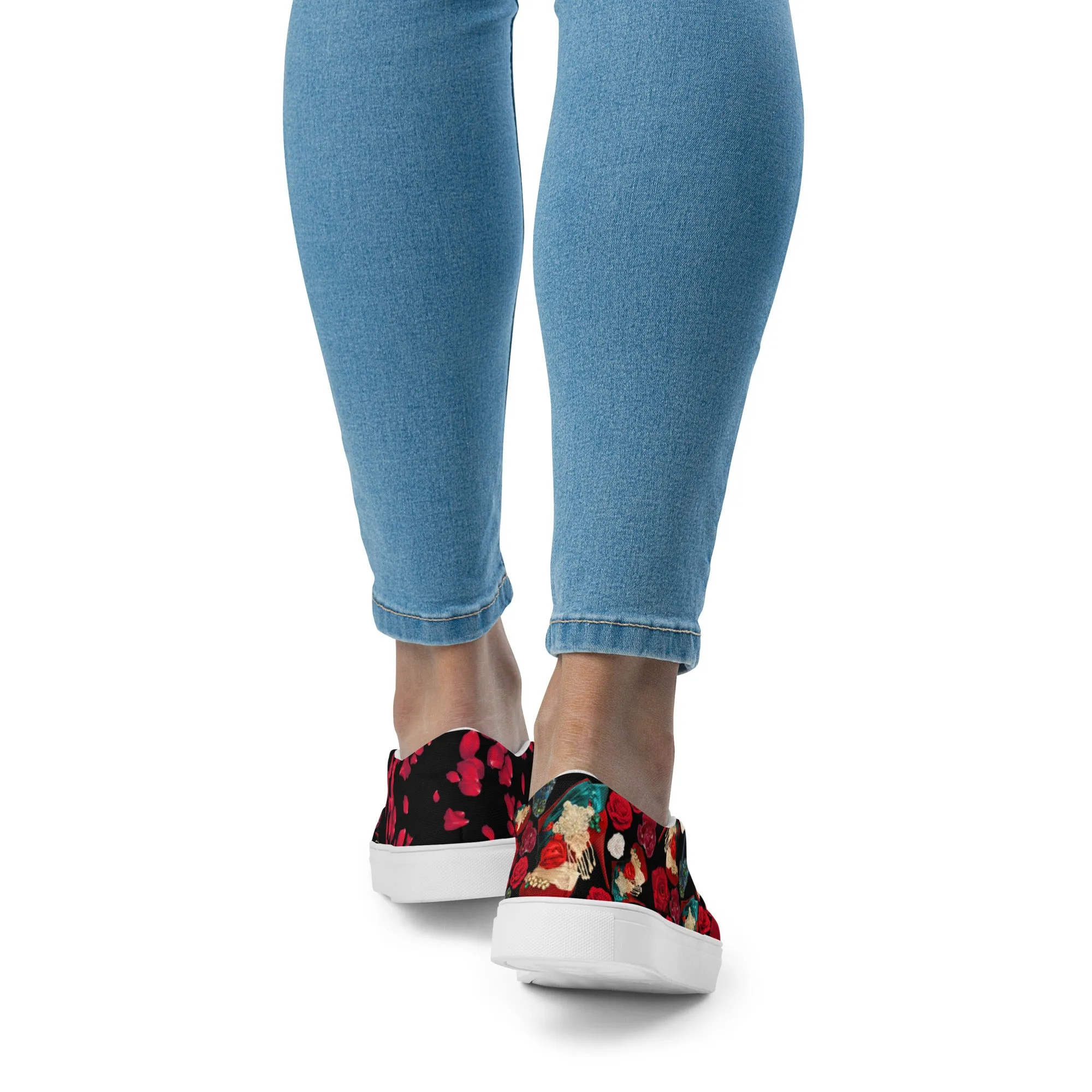 Women’s slip-on canvas shoes 'Fiori rosso'