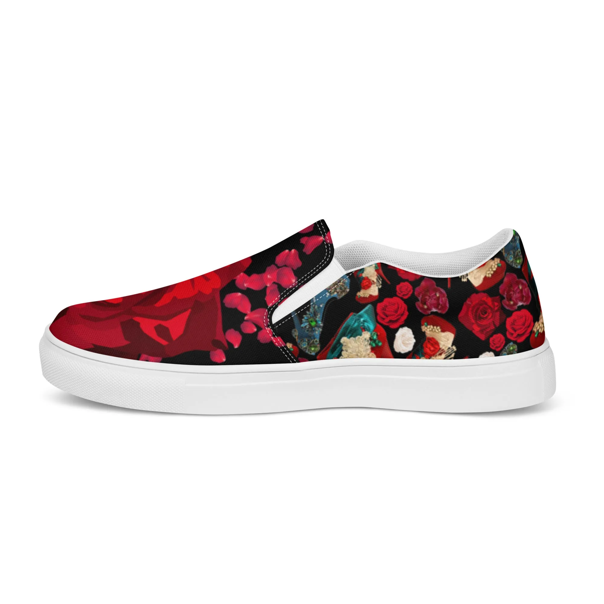 Women’s slip-on canvas shoes 'Fiori rosso'