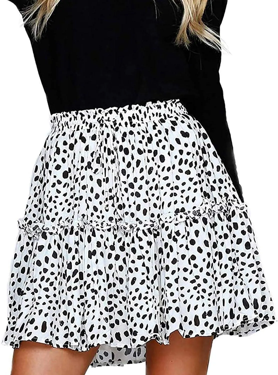 Women'S Summer Cute High Waist Ruffle Skirt Floral Print Swing Beach Mini Skirt
