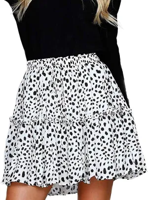 Women'S Summer Cute High Waist Ruffle Skirt Floral Print Swing Beach Mini Skirt