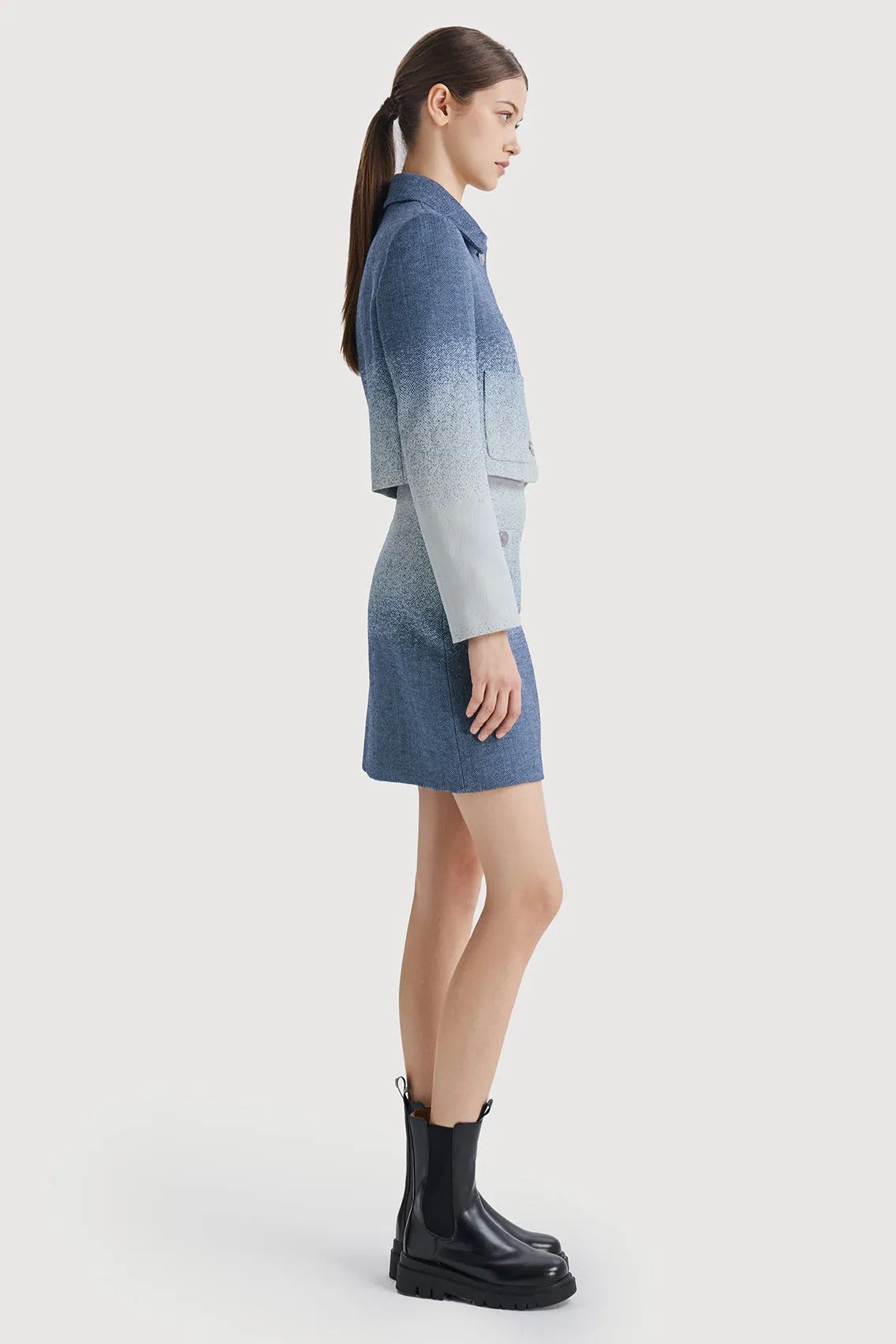 Wool Gradient Color Skirt