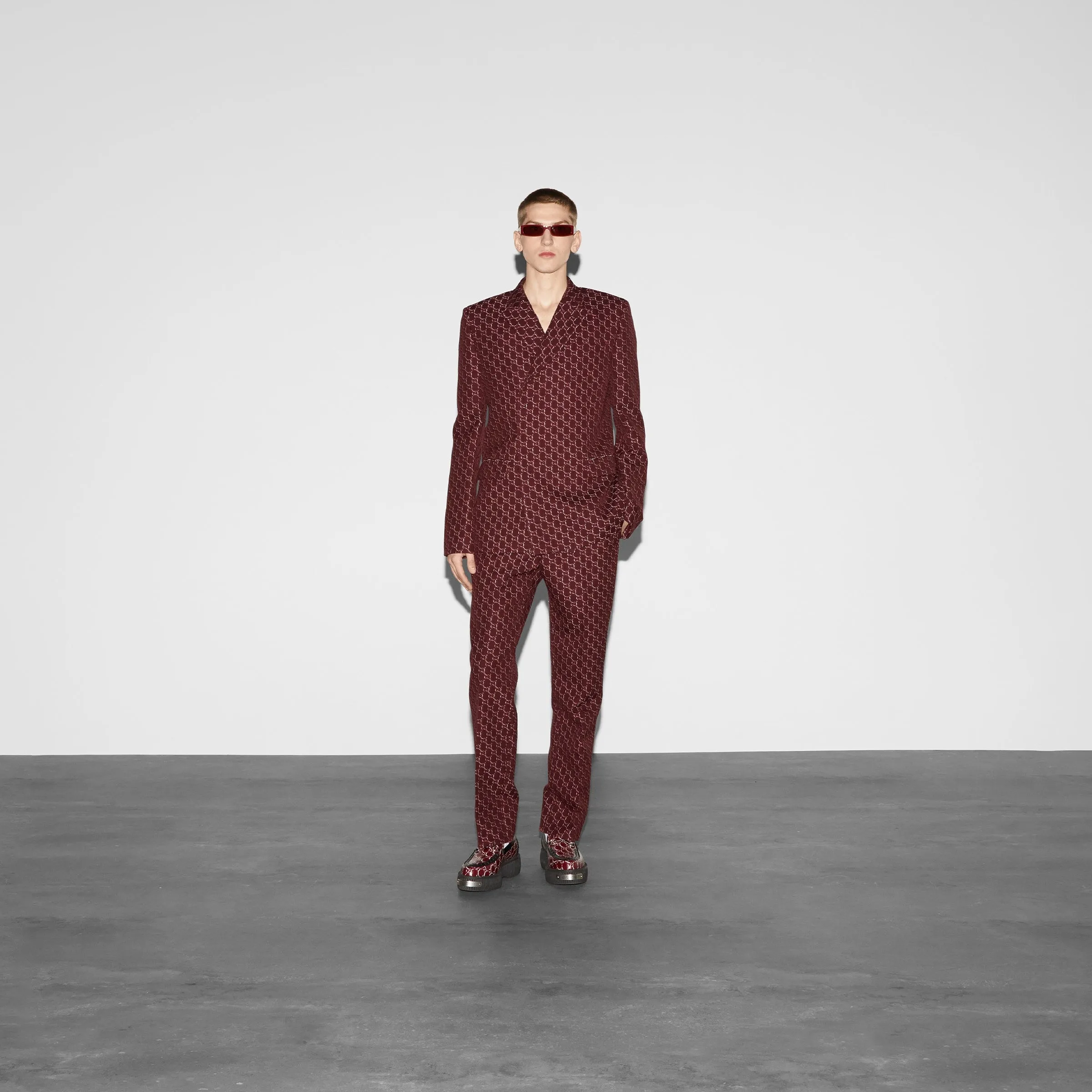 Wool Jacket With GG Shadow