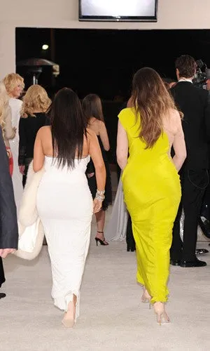 Yellow Khloe Kardashian Cutout One Shoulder Dress Satin Prom Red Carpet Evening Dress 21st Annual Elton John AIDS