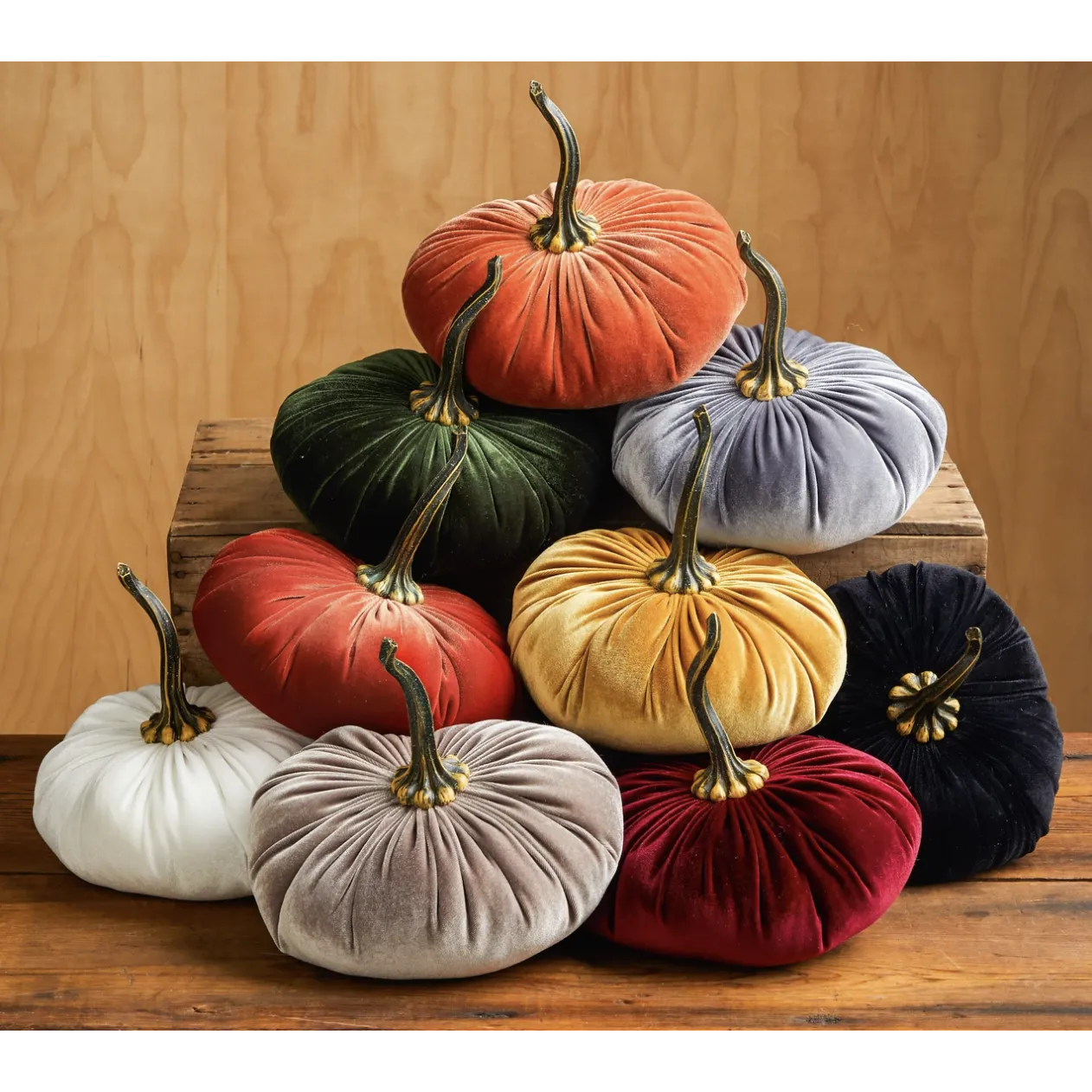 Young's Inc Velvet Covered Fall Pumpkins - Large