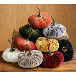 Young's Inc Velvet Covered Fall Pumpkins - Large