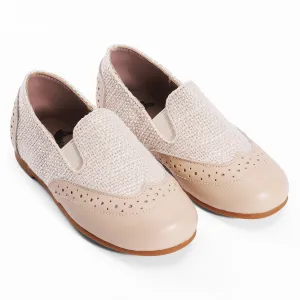 Zeebra Kids Wingtip Loafers - Bone